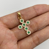 Dije cruz circulo circones blancos y verdes Oro amarillo 18k 2,30 Gr / 16,10 mm / 3 Cm
