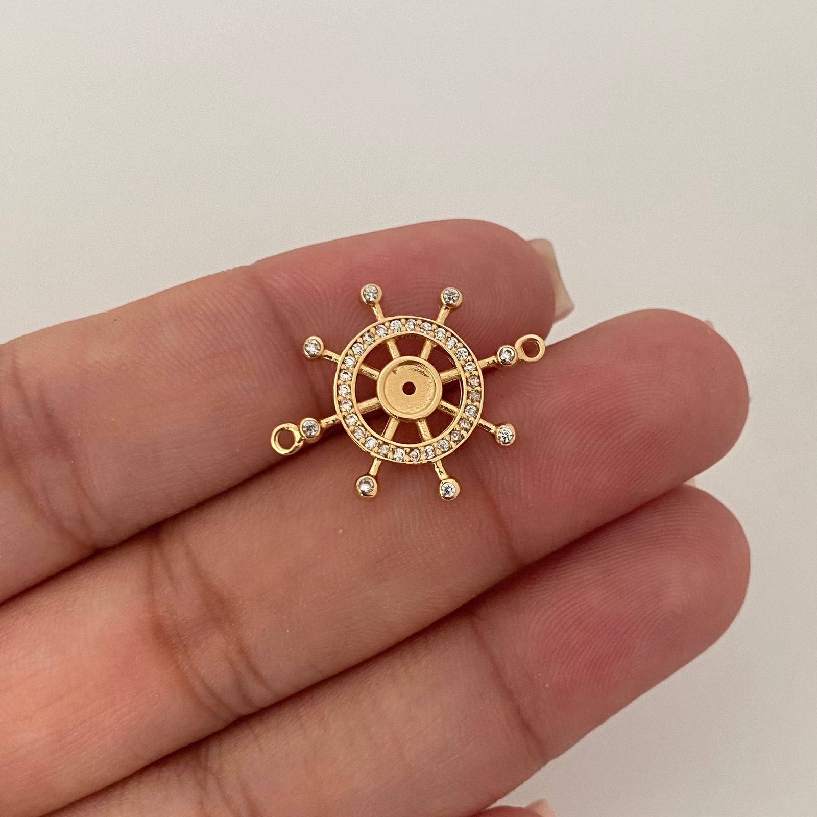 Herraje timón casting blanco Oro amarillo 18k 2,15 Gr / 2,0 Cm