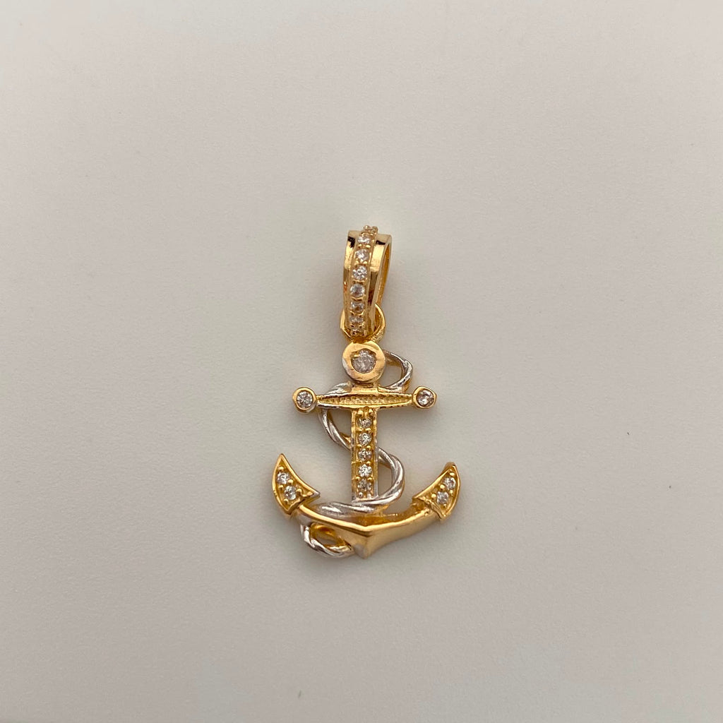 Dije Ancla Casting Oro amarillo y Oro blanco 18k 1,8 Gr / 13,4 mm / 2,3 Cm