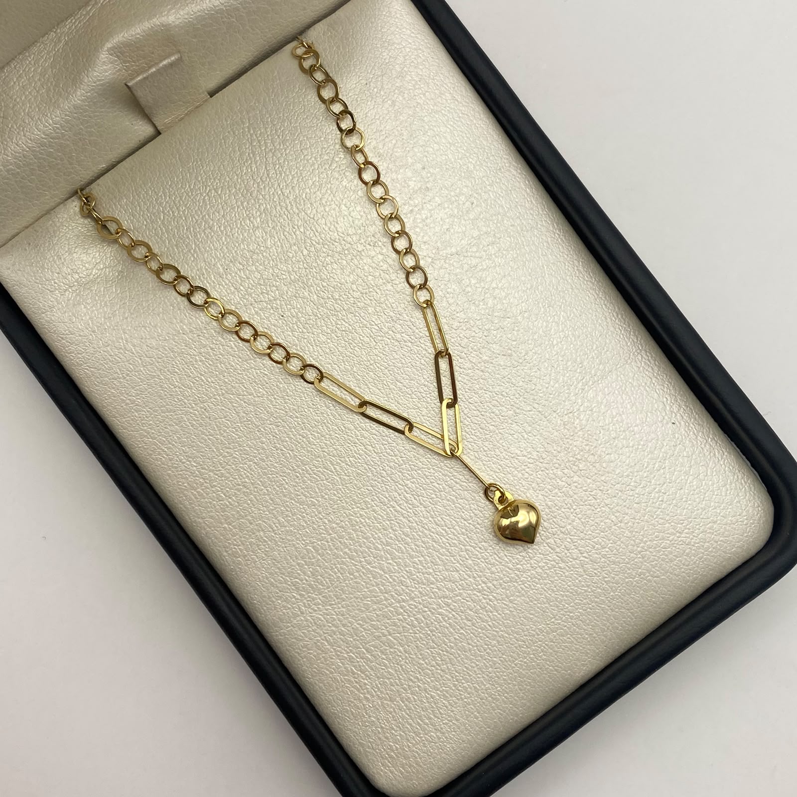 Tobillera It cajón dije corazón aro seguido Oro amarillo 18k +2 / 2,35 Gr / 2,5 mm / 25 Cm