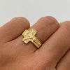 Anillo Cruz  Cristo Oro amarillo 18k / Talla 9 1/2 / 2,8 Gr / 3,9 mm