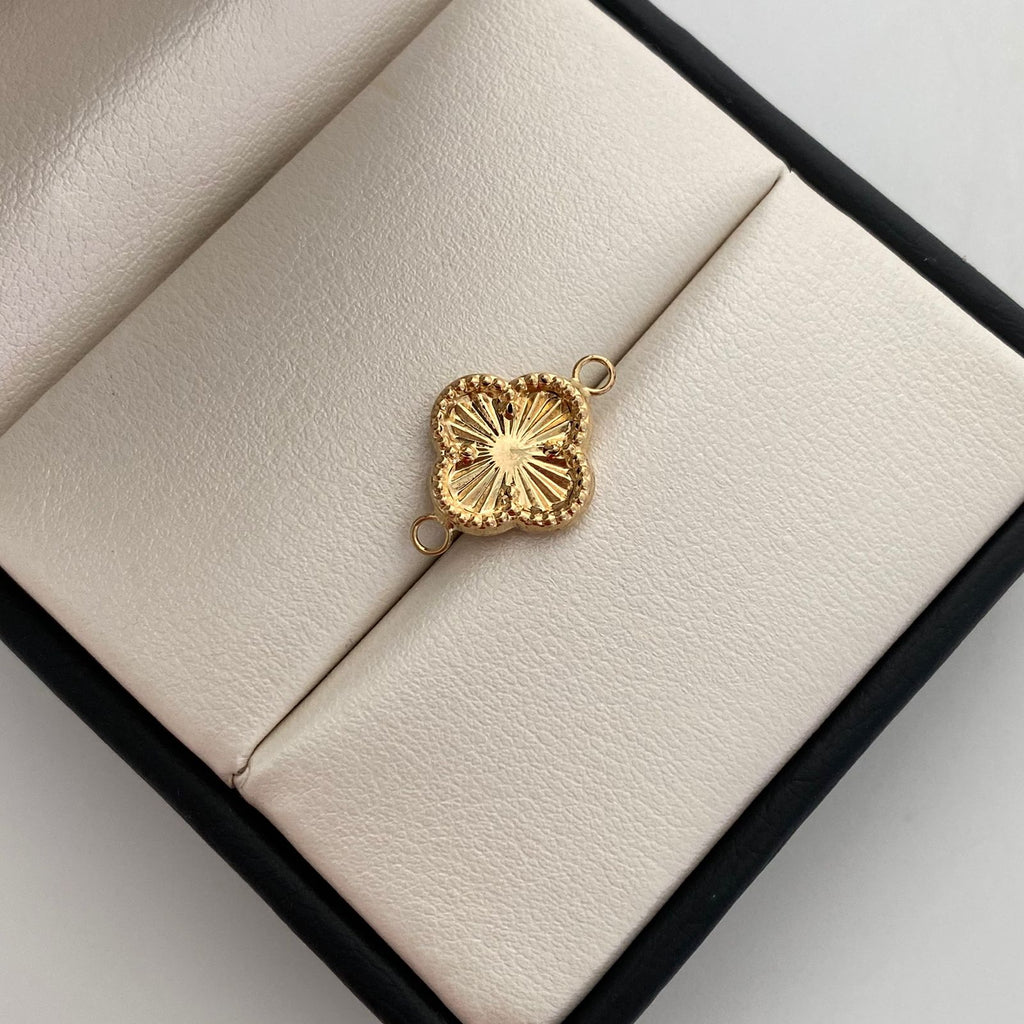 Herraje Trebol diamantado Oro amarillo 18k 0,8 Gr / 1,4 Cm