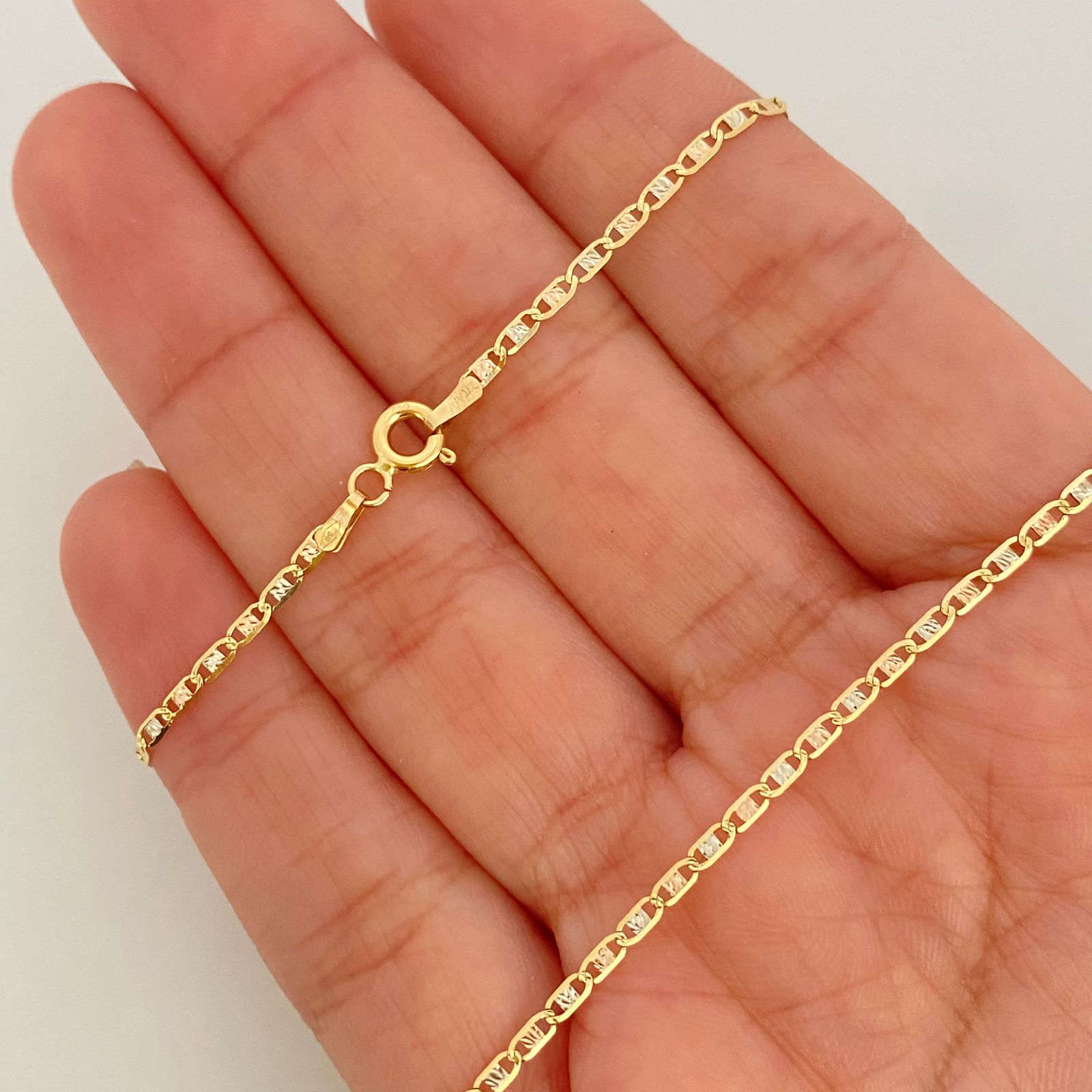 Cadena It plana diamantada tres oros 18k 2,05 Gr / 1,640 mm / 40 Cm