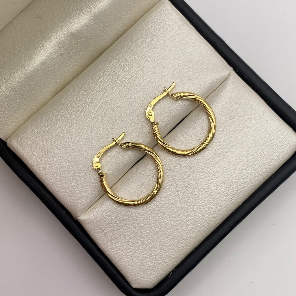 Candonga entorchada diamantada Oro amarillo 18k 1,29 Gr / 2 Cm
