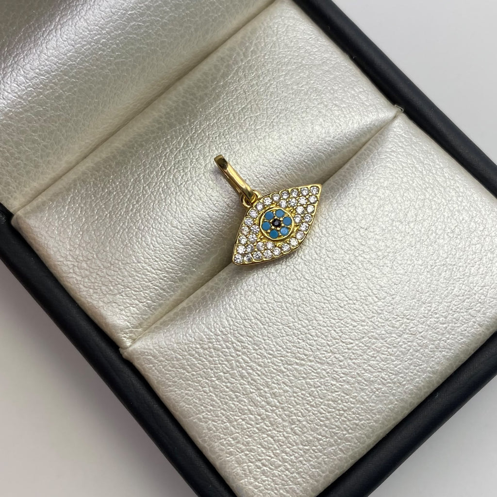 Dije Ojo turco casting Oro amarillo 18k 1,1 Gr / 13,4 mm / 1,4 Cm