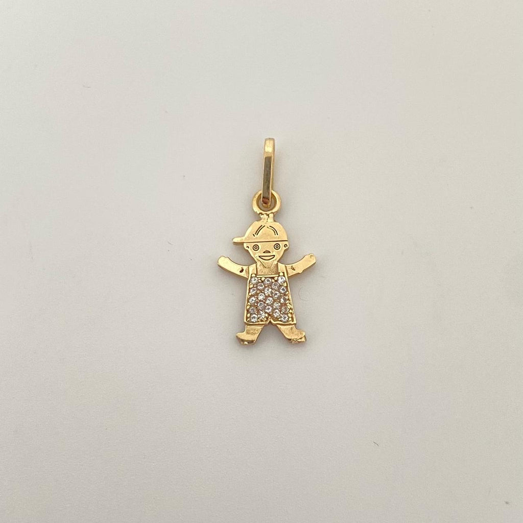 Dije niño centro circones blancos Oro amarillo 18k 1,95 Gr / 1,8 Cm