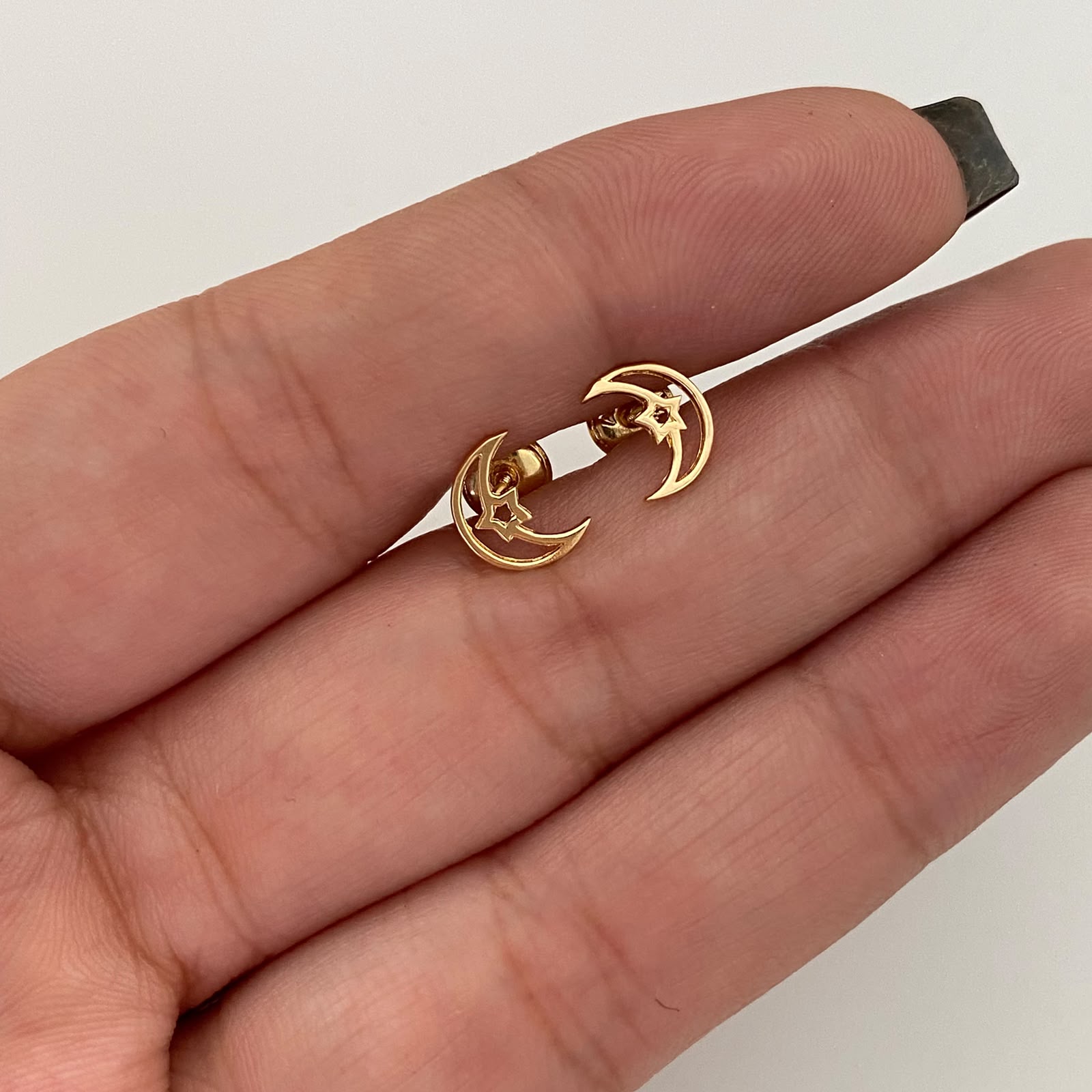 Topos Luna Estrella Silueta Oro amarillo 18k 0,65 Gr / 6 mm