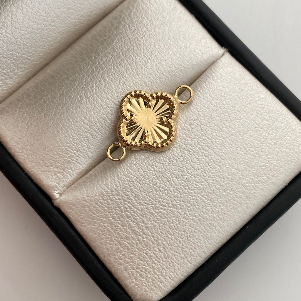 Herraje Trebol Diamantdo Oro amarillo 18k 0,8 Gr / 2 Cm