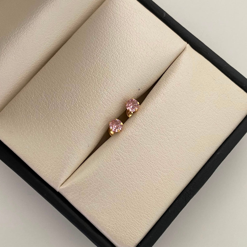 Topos Circon Rosa Oro amarillo 18k 0,6 Gr / 4 mm