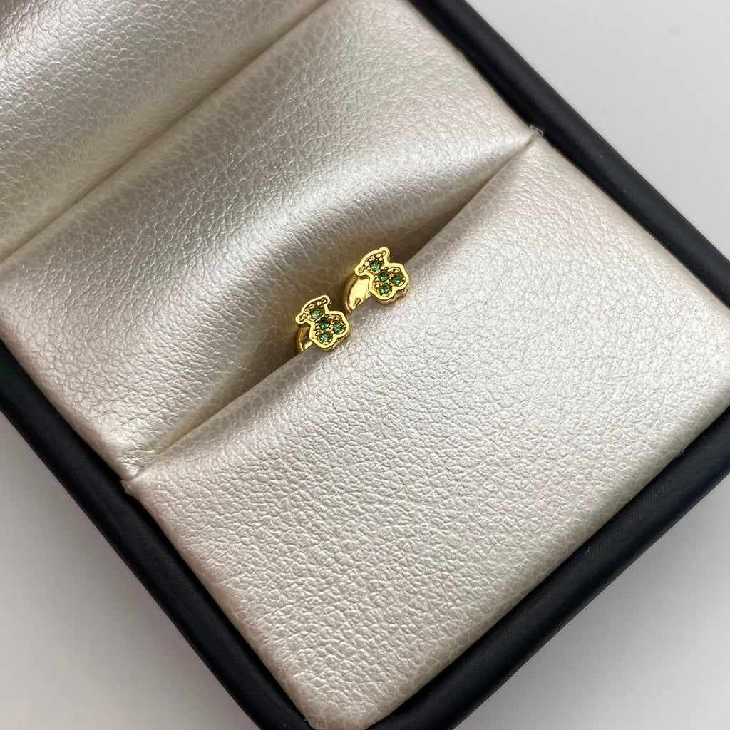 Topos Oso th circones verdes Oro amarillo 18k 0,55 Gr / 3,3 mm