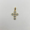 Dije cruz circulos circones azul cieloy blancos Oro amarillo 18k 1,5 Gr / 14,55 mm / 2,5 Cm