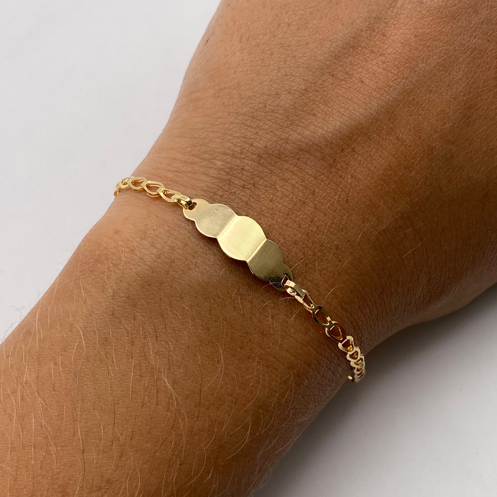 Pulso bebé tejido gota placa nube Oro amarillo 1,30 Gr / 15 Cm  Broche 0,15
