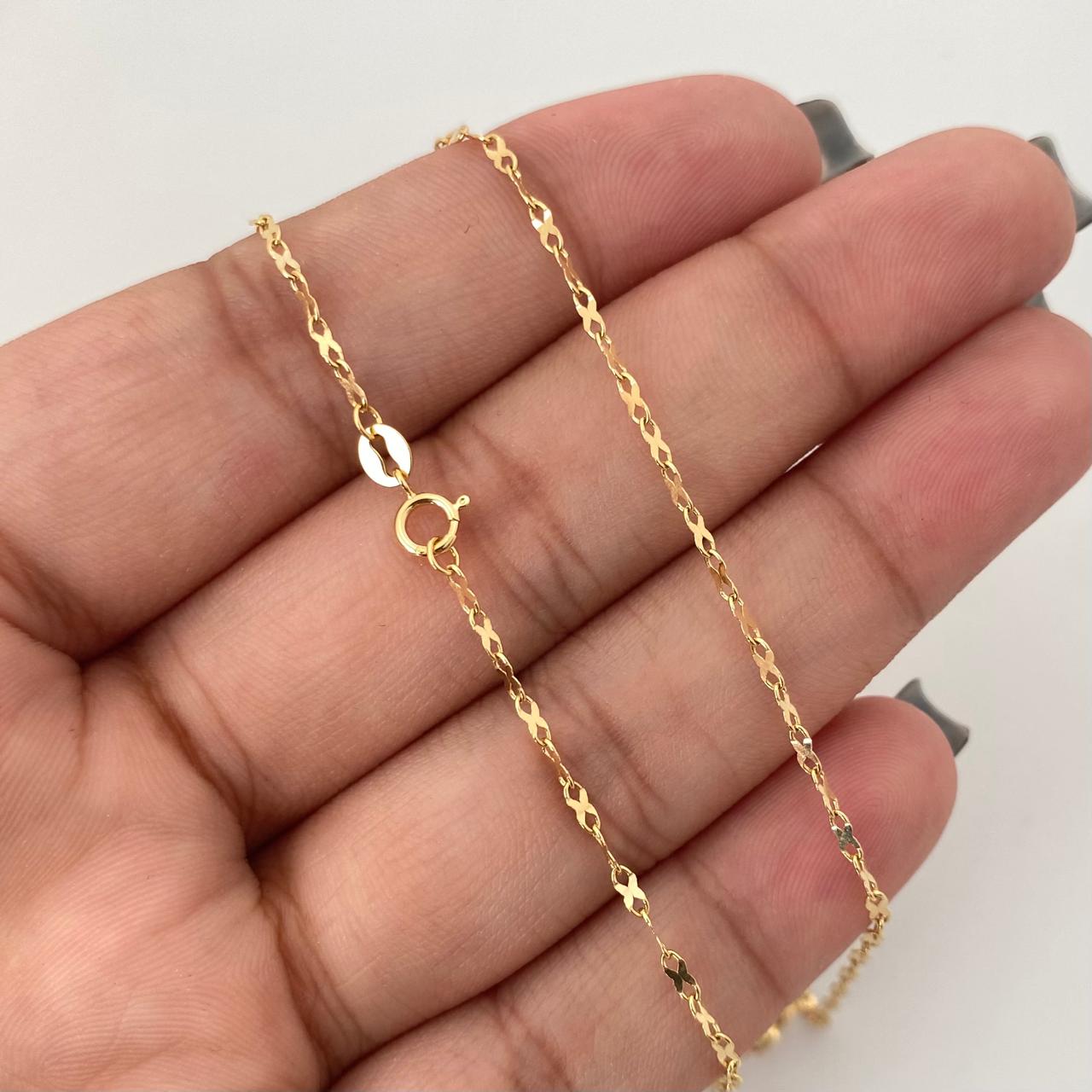 Cadena It flor espejo mariposa Oro amarillo 18k 1,95 Gr / 1,6 mm / 50 Cm