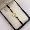 Pulsera tejida Herraje virgen milagrosa+ bolas diamantadas 6,5,4mm Oro amarillo 18k 1,34 Gr