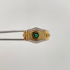 Anillo en puntas con circon verde y blancos  Oro amarillo 18k / Talla 9 1/4 / 7,8 Gr