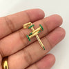 Dije cruz clavo circones verdes Oro amarillo 18k 4,20 Gr / 3,4 Cm