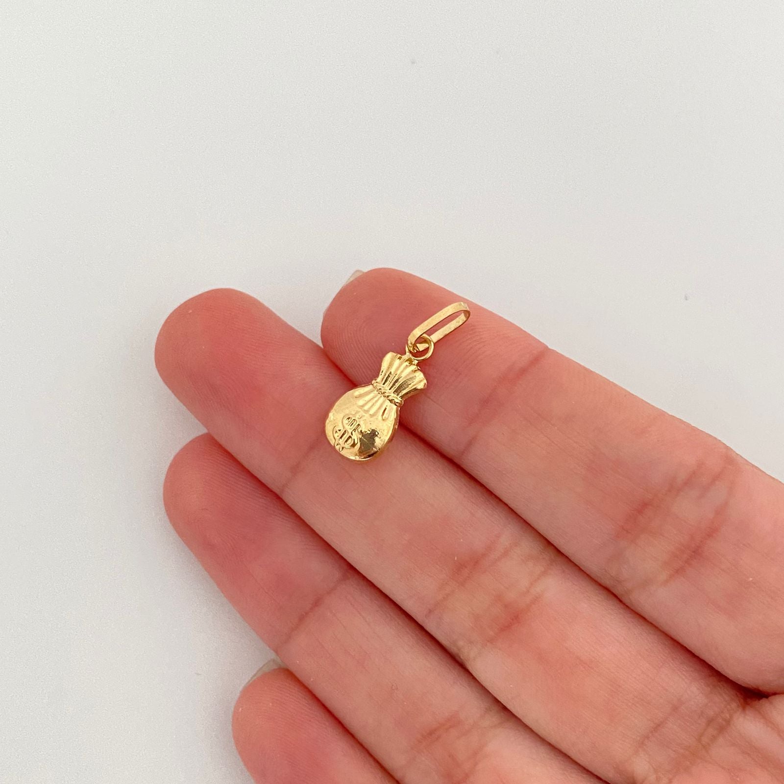 Dije bolsa de dinero Oro amarillo 18k 0,55 Gr / 2,0 Cm