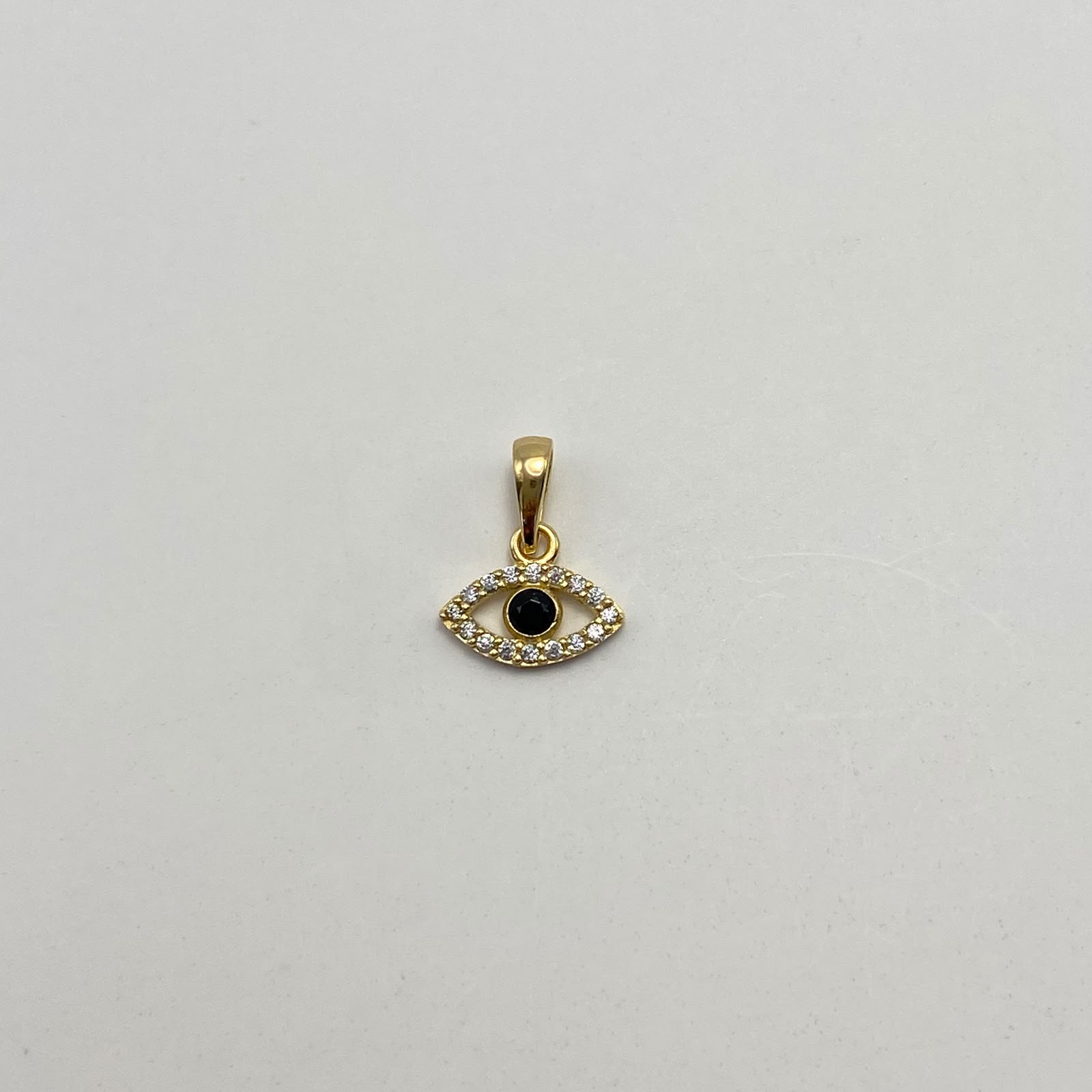 Dije Ojo turco circon negro Oro amarillo 18k 0,6 Gr / 10 mm / 1,2 Cm