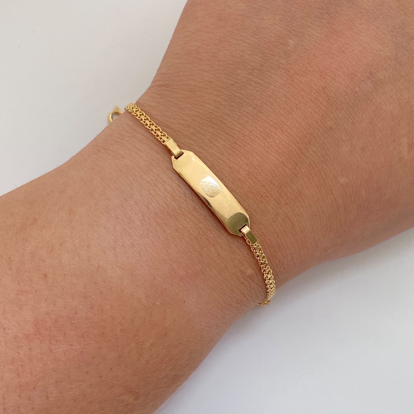 Pulso bebé It Placa Tejido Chino Oro amarillo 18k +1 / 2,5 Gr / 2,2 mm / 15 Cm