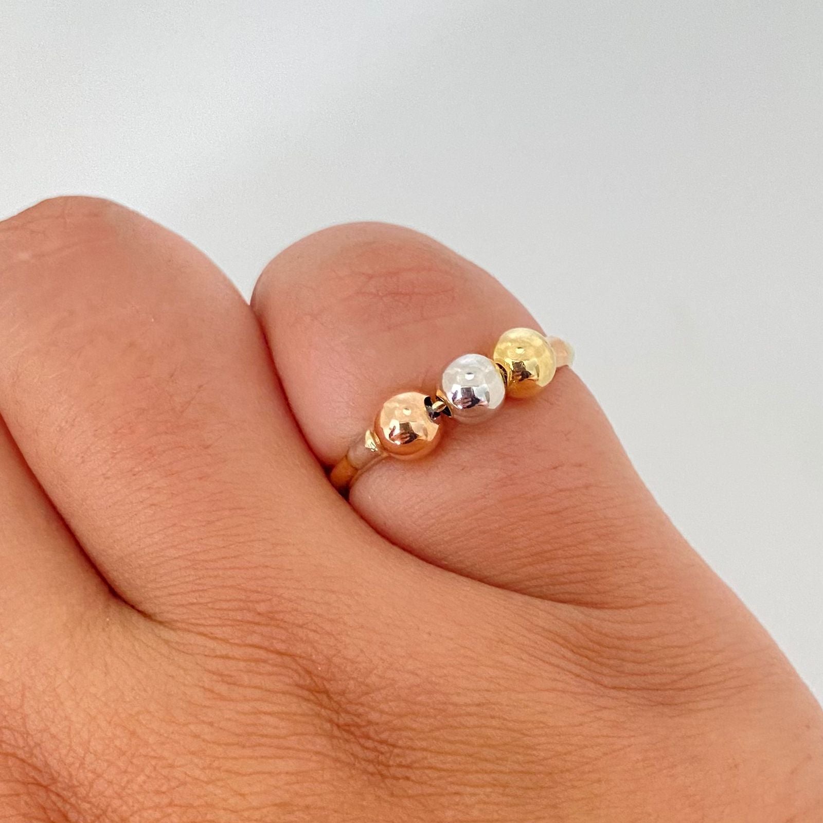 Anillo balines lisos Tres oros 18k / Talla 6 / 1,25 Gr