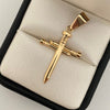 Dije cruz clavos lisos Oro amarillo 18k 1,75 Gr / 3,5 Cm