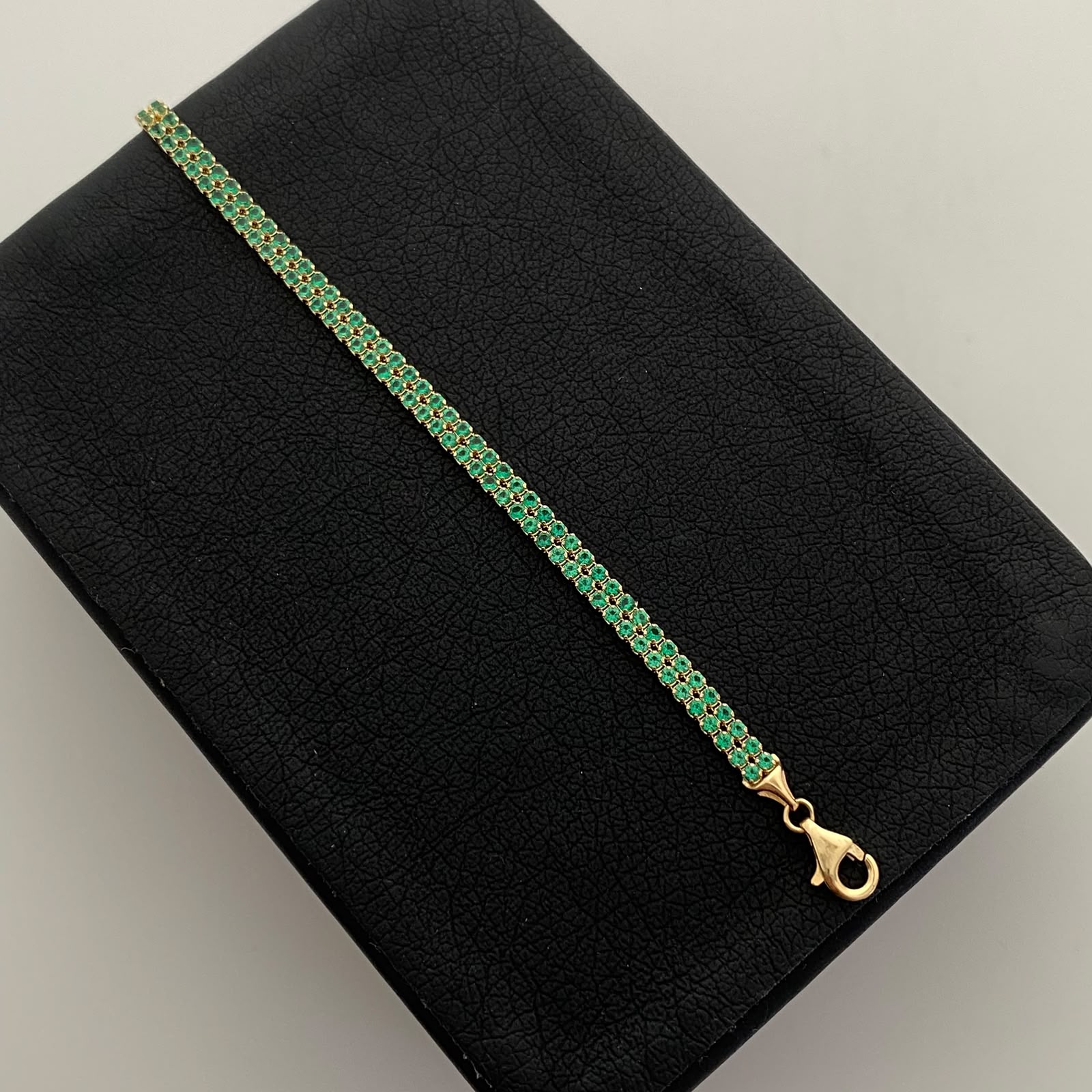 Pulso It Tennis Doble carril Casting Verde Oro amarillo 18k +6 / 3,1 Gr / 3,2 mm / 18 Cm