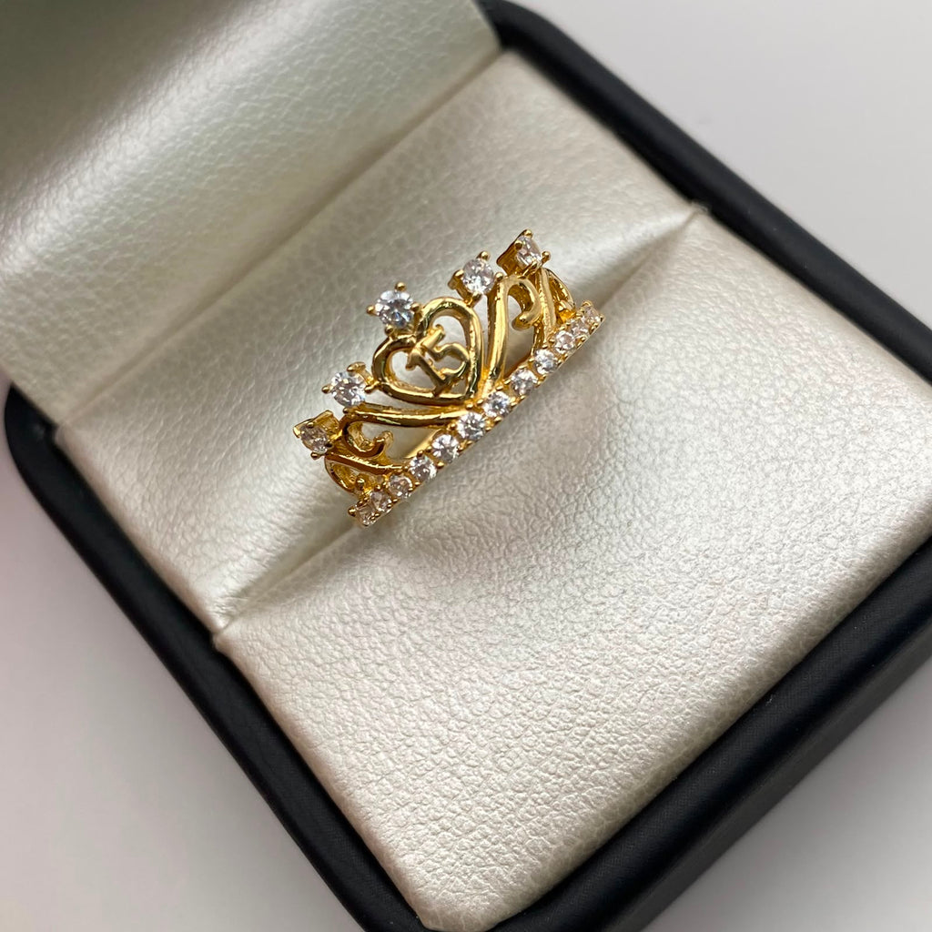 Anillo 15 Casting Blanco Oro amarillo 18k / Talla 7 / 2,65 Gr