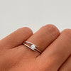 Anillo Solitario Doble Oro blanco 18k / Talla 7 1/4 / 1,75 Gr / 2,5 mm