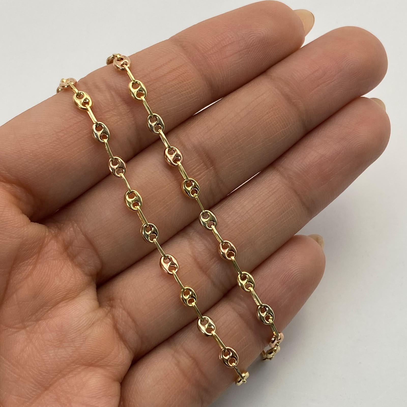 Cadena Baby Gc Liso Tres oros 18k 5,30 Gr / 3,5 mm / 50 Cm Broche 0,30