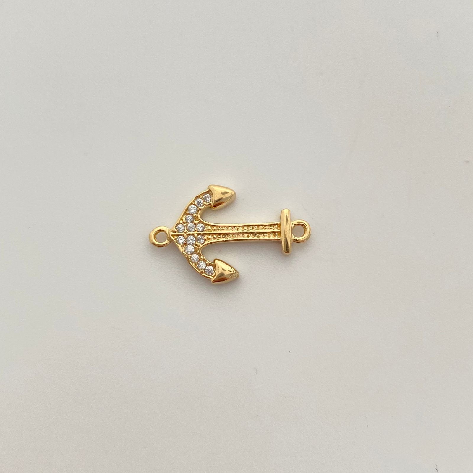 Herraje ancla con circones blancos  Oro amarillo 18k 1,7 Gr / 2 Cm