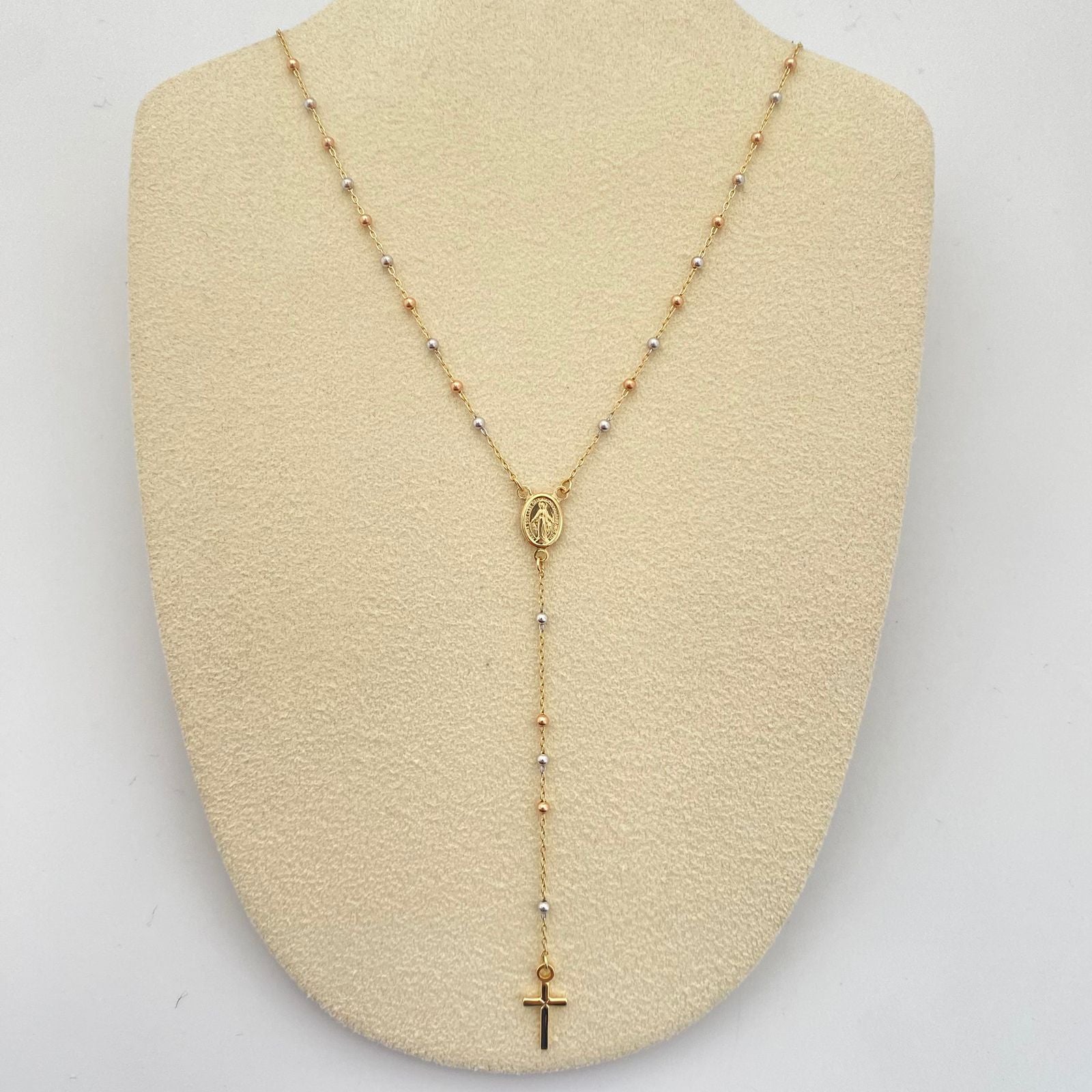 Rosario It virgen milagrosa  Tres oros 18k +4 / 3,3 Gr / 2 mm / 45 Cm