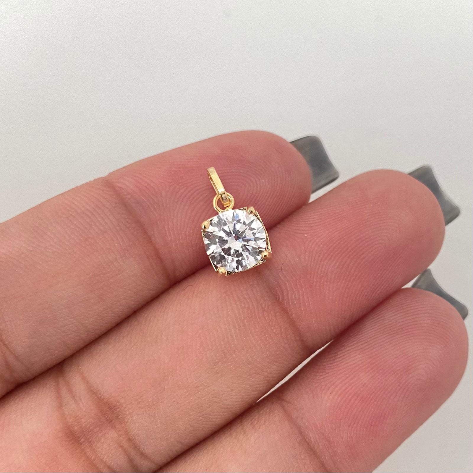 Dije circon blanco Oro amarillo 18k 1,10 Gr / 1,2 Cm