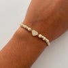 Pulsera tejida Corazon Casting Blanco Bolas diamantadas 4mm Oro amarillo 18k 0,85 Gr