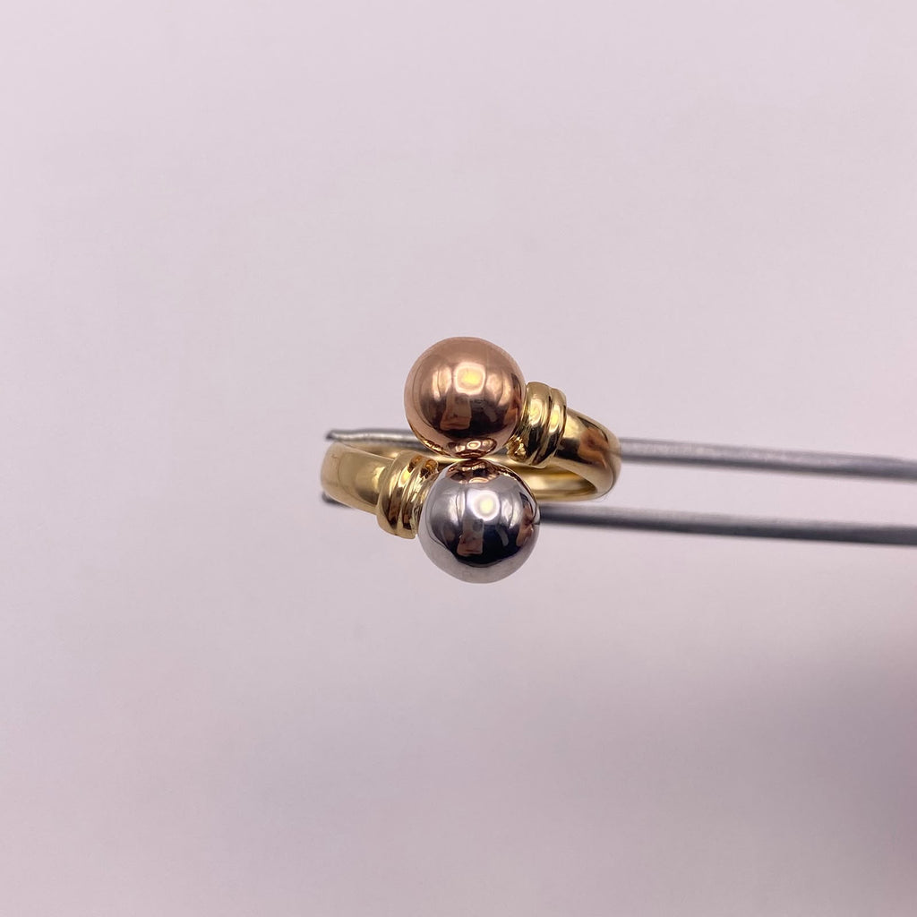 Anillo tu y yo Tres oros 18k / Talla 6 1/2 / 2,75 Gr / 4 mm