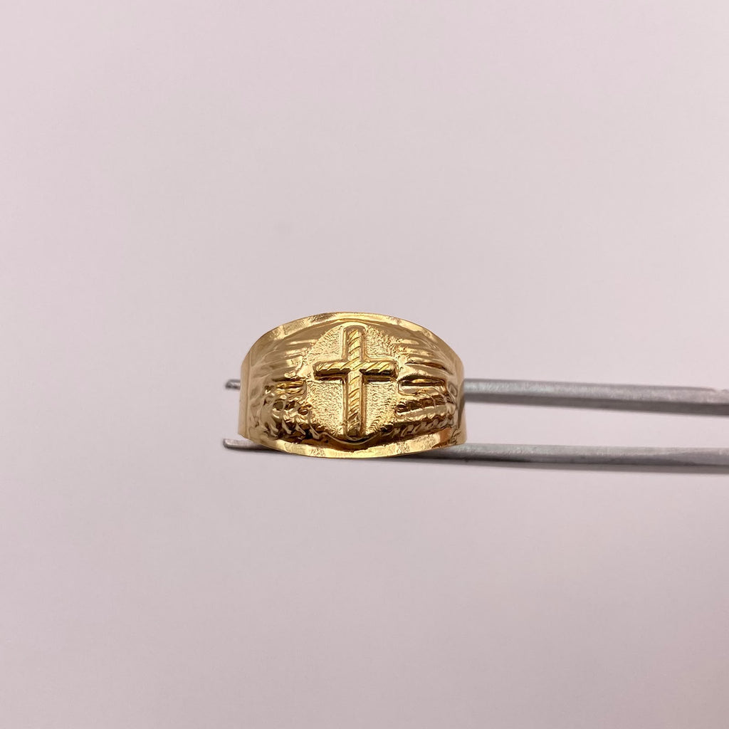 Anillo Troquel cruz Oro amarillo 18k / Talla 9 / 2,15 Gr / 4,5 mm