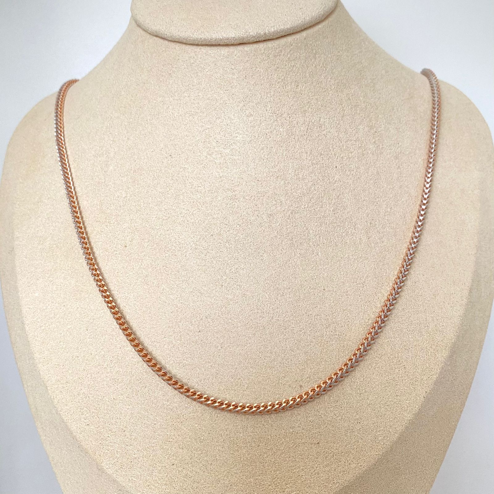 Cadena It franco Oro blanco y Oro rosa 18k +1 / 8,60 Gr / 2,2 mm / 60 Cm