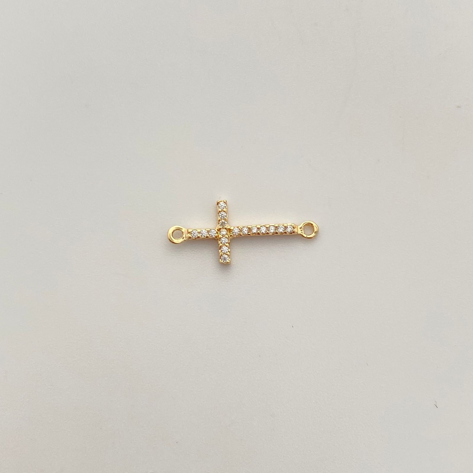 Herraje cruz con circones verdes  Oro amarillo 18k 0,6 Gr / 1,8 Cm