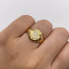 Anillo troquel circulo matte Tres oros 18k / Talla 10 1/2 / 2,35 Gr / 4 mm