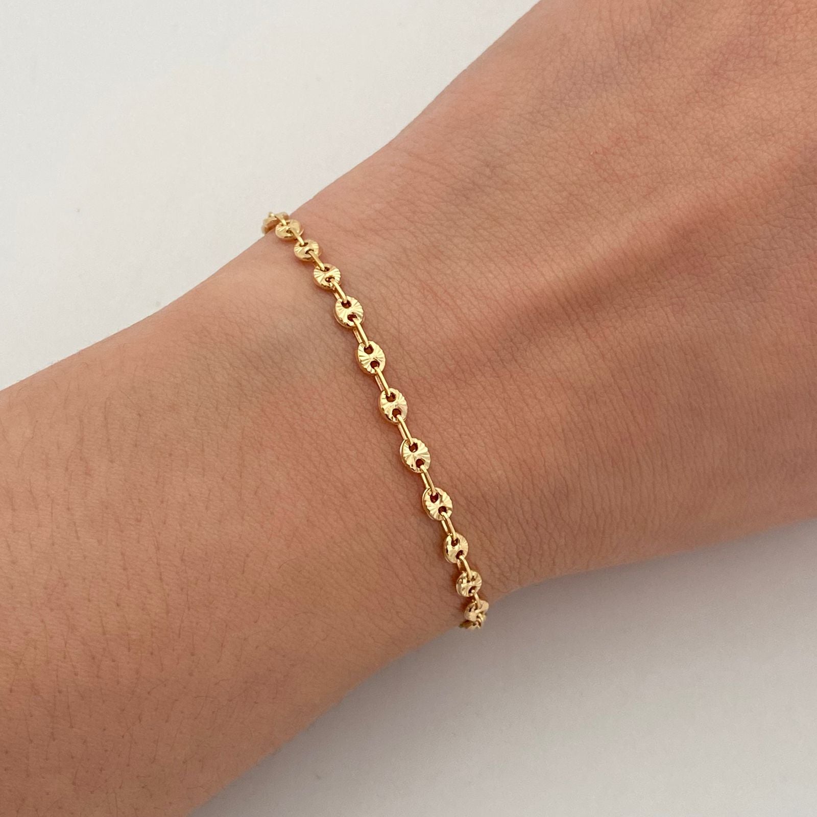 Tobillera gc diamantada  Oro amarillo 18k 3,50 Gr / 3,33 mm / 24 Cm Broche 0,40