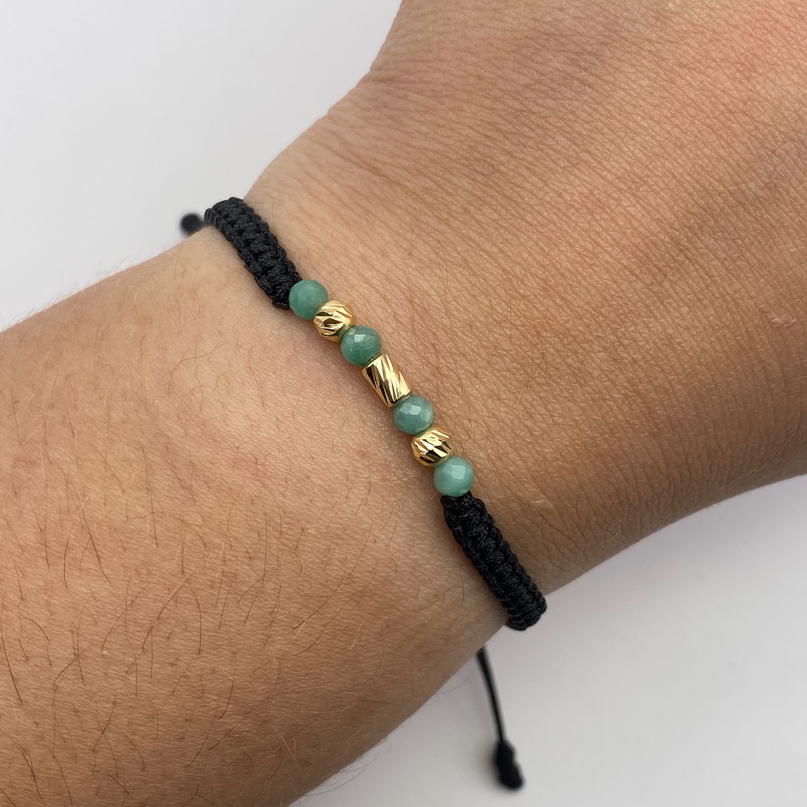 Pulsera tejida Bolas diamantadas 4mm+cilindro+morrallas 4mm Oro amarillo 18k 0,23 Gr