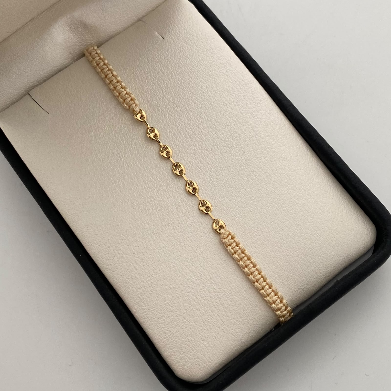 Pulsera tejida Gc Liso Beige Oro amarillo 18k 0,4 Gr