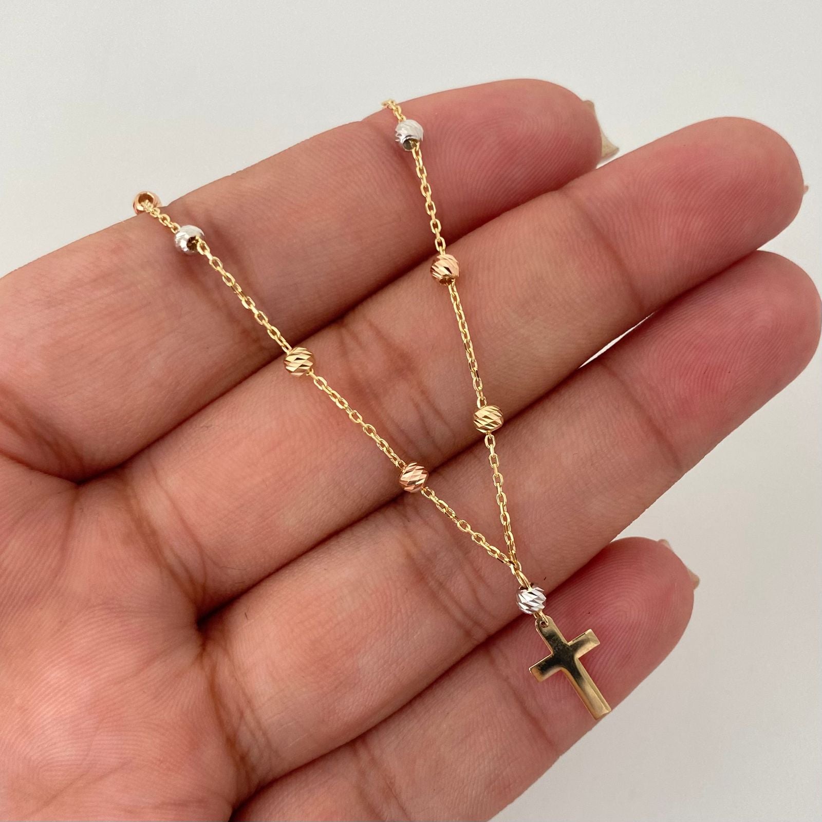 Cadena It balines diamantes Tres oros 18k +4 / 3,55 Gr / 3,0 mm / 45 Cm