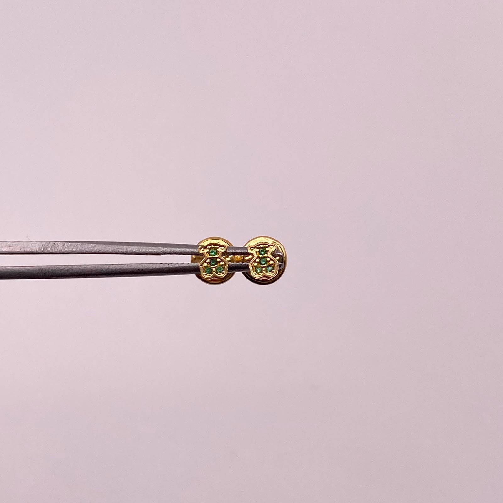 Topos Oso th circones verdes Oro amarillo 18k 0,55 Gr / 3,3 mm