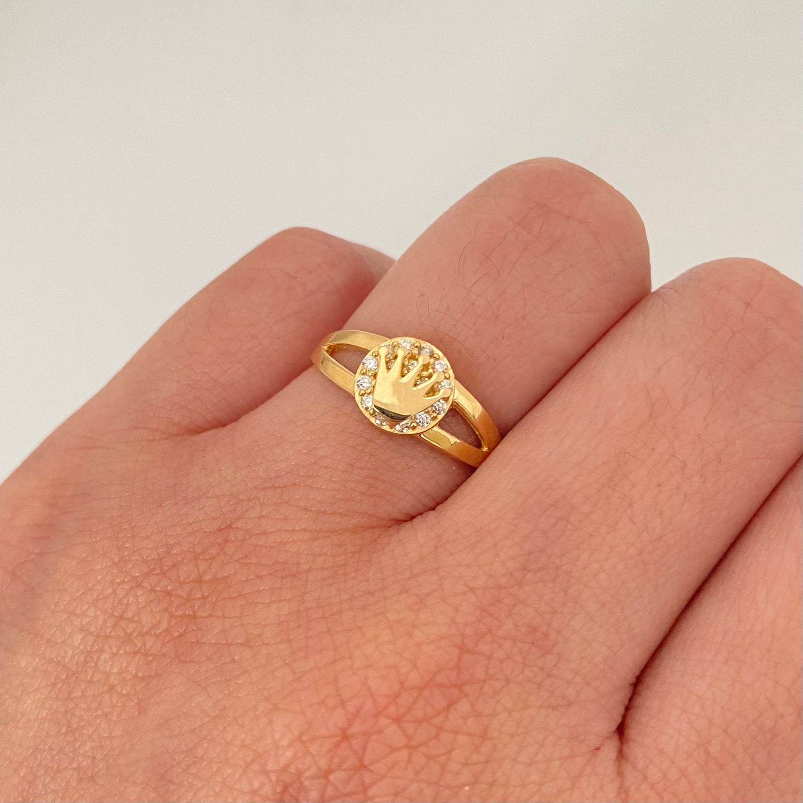 Anillo corona rx fondo casting blanco Oro amarillo 18k / Talla 6 3/4 / 2,35 Gr