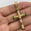 Dije cruz cristo circones blancos y verdes Oro amarillo y Oro blanco 18k 7,5 Gr / 25,55 mm / 5,5 Cm