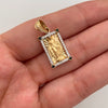 Dije Rectangular Casting Negro y Blanco Virgen Milagrosa Oro amarillo 18k 3,35 Gr / 11,6 mm / 2,5 Cm