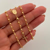 Rosario Virgen Milagrosa Cruz  Oro amarillo 18k 7,25 Gr / 3,2 mm / 50 Cm Broche 0,30