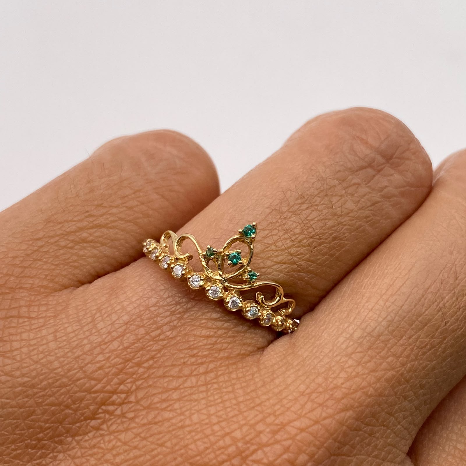 Anillo 15 Tiara Casting verde Oro amarillo 18k / Talla 7 / 1,65 Gr