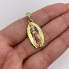 Dije Virgen de guadalupe circones azules y fucsias Oro amarillo 18k 3,15 Gr / 13,8 mm / 3,1 Cm
