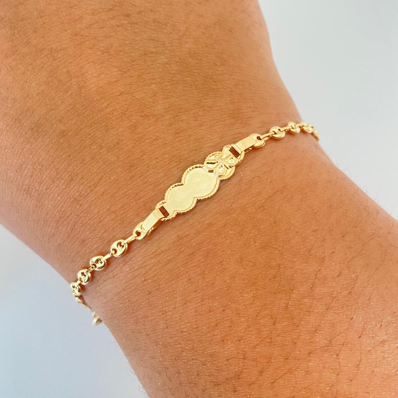 Pulso bebé gc con fondo mariposa Oro amarillo 18k 1,70 Gr / 3,2 mm / 14 Cm Broche 0,15